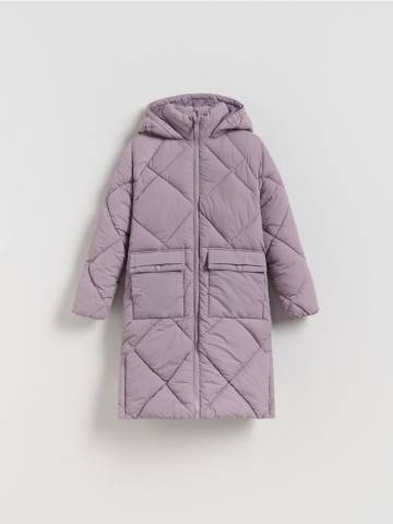 Reserved - Довге стьобане пальто з капюшоном - лавандовий - 246EX-04X