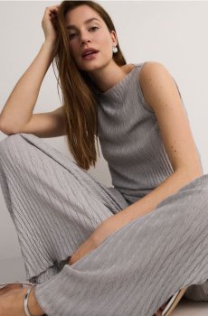 Reserved - Топ із декоративною вишивкою - світло-сірий - 5525V-09X