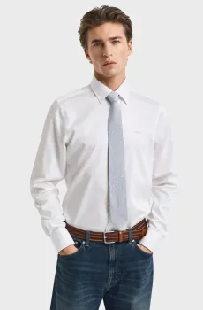 Мужская белая рубашка SLIM SATEEN SHIRT Белый M Gant 3230300