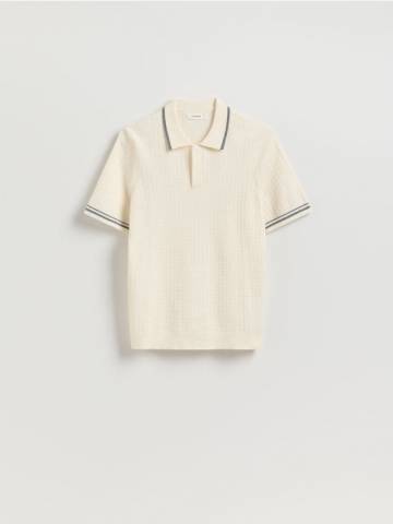 Reserved - Джемпер поло з бавовни - кремовий - 437FX-01X