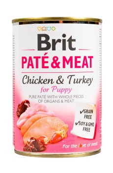 Влажный корм для щенков Brit Pate & Meat с курицей и индейкой, 400 г