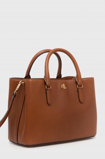 Кожаная сумочка Lauren Ralph Lauren цвет коричневый Кожаная сумочка Lauren Ralph Lauren цвет коричневый