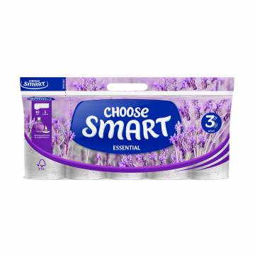 Туалетная бумага SMART ESSENTIAL Choose Лаванда, 3-слойная, 120 отрывов, 10 рулонов Туалетная бумага SMART ESSENTIAL Choose Лаванда, 3-слойная, 120 отрывов, 10 рулонов