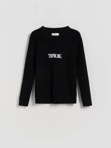 Reserved - Хлопковый джемпер с принтом - чорний - 832BE-99X