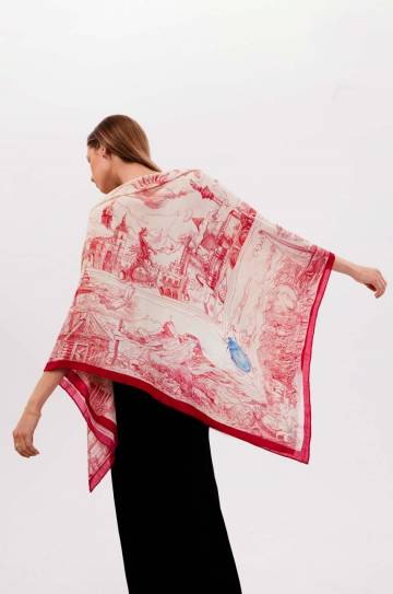 Платок Lilou CHUSTA/SILKWOOL/RED/134 женский цвет красный узор Платок Lilou CHUSTA/SILKWOOL/RED/134 женский цвет красный узор