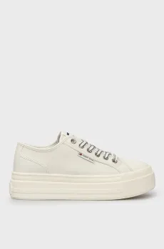 Женские белые кожаные кеды TJW FOXING VULC LC LEATHER Белый 37 Tommy Jeans EN0EN02714