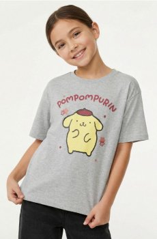 Бавовняна футболка з принтом Pompompurin - сірий