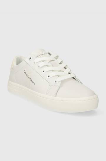 Кожаные кроссовки Calvin Klein Jeans CLASSIC CUPSOLE LACEUP LTH WN цвет бежевый YW0YW01269 Кожаные кроссовки Calvin Klein Jeans CLASSIC CUPSOLE LACEUP LTH WN цвет бежевый YW0YW01269