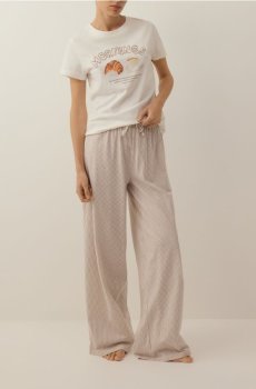 Reserved - Піжамний комплект із двох предметів із принтом - кавовий - 034HQ-84X