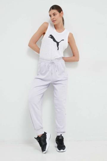 Спортивные штаны Puma цвет фиолетовый с принтом