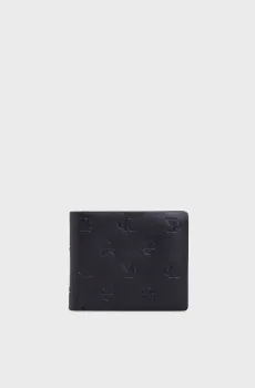 Мужской черный кожаный кошелек AOP EMBOSS BIFOLD Черный ONESIZE Calvin Klein K50K512052