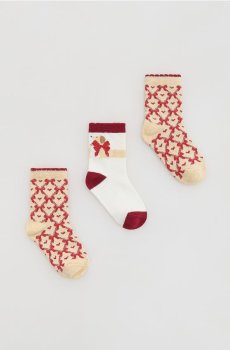 Reserved - Різдвяні шкарпетки, 3 пари - кремовий - 628EB-01X