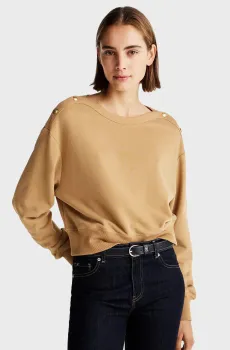 Женский бежевый свитшот GOLD BTN BOAT-NK Бежевый L Tommy Hilfiger WW0WW44447