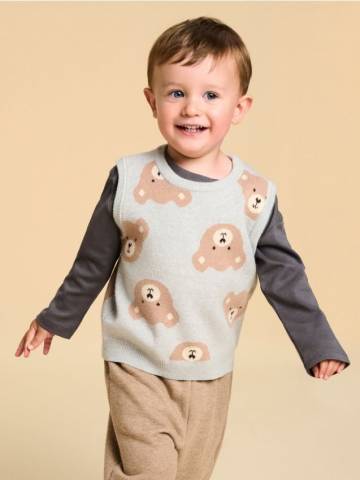 Жилет із ведмежим мотивом - сірий