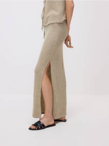 Reserved - Трикотажна спідниця з додаванням віскози - бежевий - 652GX-80X