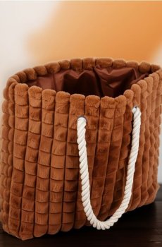 Стьобаний кошик для зберігання з ручками - бежевий