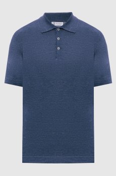 Синее поло с льном