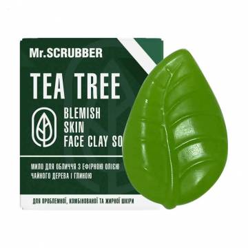 Мыло для лица и тела Mr.Scrubber Blemish Skin Face Clay Soap Tea Tree с маслом чайного дерева, 130 г Мыло для лица и тела Mr.Scrubber Blemish Skin Face Clay Soap Tea Tree с маслом чайного дерева, 130 г