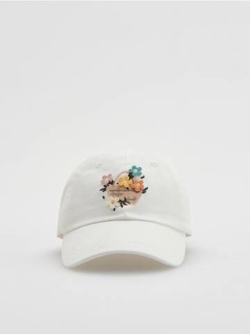 Reserved - Шапка з квітковою аплікацією - кремовий - 814FJ-01X