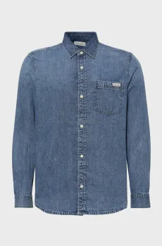Мужская синяя джинсовая рубашка CASUAL CLASSIC Синий S Calvin Klein Jeans LV040EM774