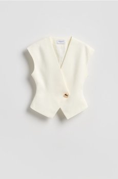 Reserved - Жилет з додаванням віскози - білий - 053JL-00X