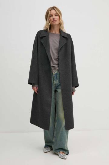 Пальто Calvin Klein женский цвет серый зимний oversize 00040WL571 Пальто Calvin Klein женский цвет серый зимний oversize 00040WL571
