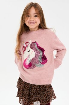 Светр з єдинорогом - пастельний рожевий