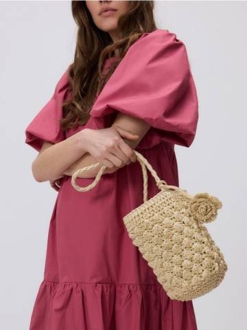 Reserved - Плетена сумка-кошик з підвіскою - пшеничний - 404CN-12X