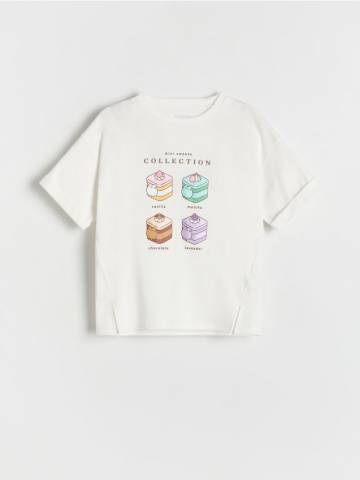 Reserved - Футболка з принтом Pusheen - кремовий - 535DB-01X Reserved - Футболка з принтом Pusheen - кремовий - 535DB-01X
