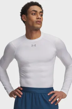 Мужской белый лонгслив UA HG Elite Comp LS Белый S Under Armour 6015384-100