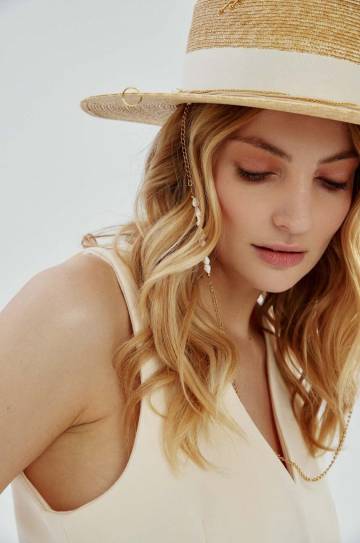 Шляпа LE SH KA headwear White Canotier цвет бежевый Шляпа LE SH KA headwear White Canotier цвет бежевый