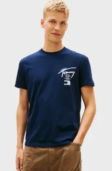 Мужская темно-синяя футболка REG CITY Синий L Tommy Jeans DM0DM22553