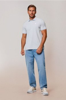 Бавовняне поло з вишивкою - блідо-зелений