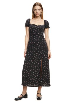 Cropp - Сукня міді з квітковим принтом - чорний