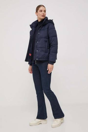 Шерстяной свитер Tommy Hilfiger женский цвет синий с полугольфом Шерстяной свитер Tommy Hilfiger женский цвет синий с полугольфом