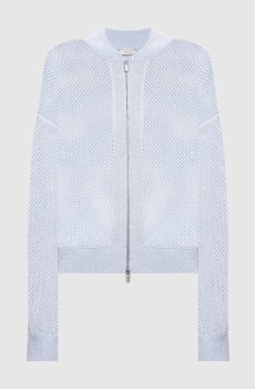 Голубой ажурный кардиган с пайетками