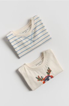 Reserved - Бавовняна кофта з довгим рукавом, набір з 2 - нюдовий - 374FP-02X