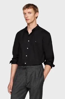 Мужская черная рубашка NATURAL SOFT SOLID MAO RF Черный XXL Tommy Hilfiger MW0MW30494