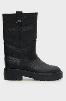 Женские черные кожаные сапоги TUBULAR Черный 37 Tommy Jeans EN0EN03111