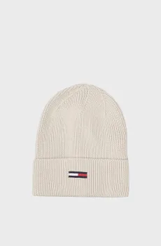 Женская бежевая шапка TJW ELONGATED FLAG BEANIE Бежевый ONESIZE Tommy Jeans AW0AW16380