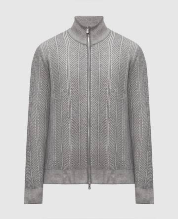 Серый кардиган с кашемиром в узор