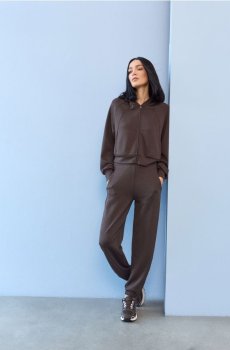 Штани jogger з додаванням віскози та прострочками - коричневий