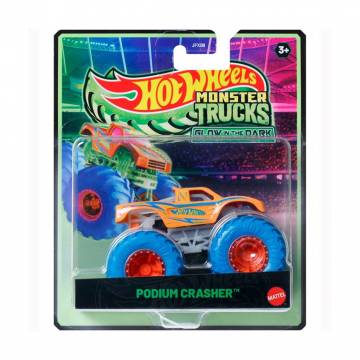 Автомодель Hot Wheels Monster Trucks Светящиеся в темноте, Podium Crasher, оранжевый, от 3 лет (JFX08)