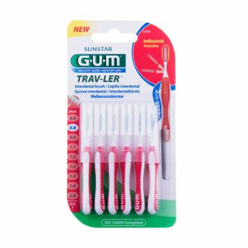 Набор межзубных щеток GUM Trav-Ler 0.8 мм, красные, 6 шт Набор межзубных щеток GUM Trav-Ler 0.8 мм, красные, 6 шт