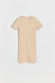 Reserved - Сукня в рубчик з високим вмістом бавовни - бежевий - 585BF-80X