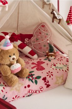 Плед з різдвяним мотивом - рожевий