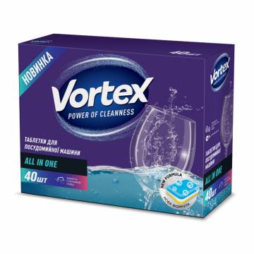 Таблетки для посудомоечных машин Vortex Ultra All in 1, 40 шт Таблетки для посудомоечных машин Vortex Ultra All in 1, 40 шт