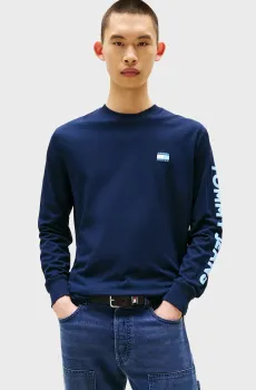 Мужской темно-синий лонгслив REG POP COL Синий S Tommy Jeans DM0DM21591