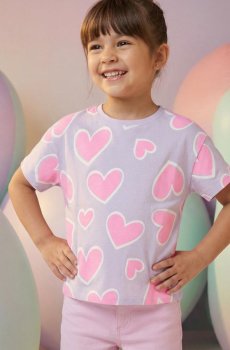 Бавовняна футболка з мотивом сердець - Фіолетовий