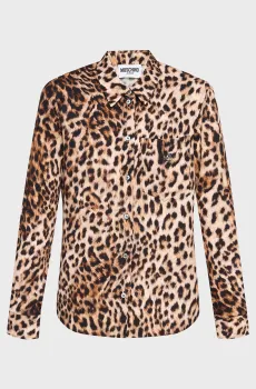 Женская коричневая рубашка с узором Коричневый 38 Moschino J0211.3245;1101